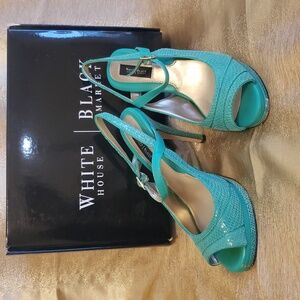 WHBM Tami Julie Green Strappy Platform Pump, Size 7.5